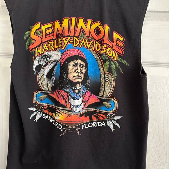 Harley-Davidson Black Men's Muscle T-Shirt Daytona Beach Seminole 2007 Made USA - Picture 3 of 10